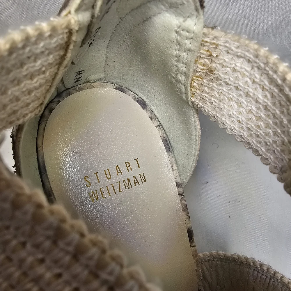 Stuart Weitzman Grasp Wedge Sandals - Women's Size 9.5 - Snakeskin Animal Print - Picture 14 of 14
